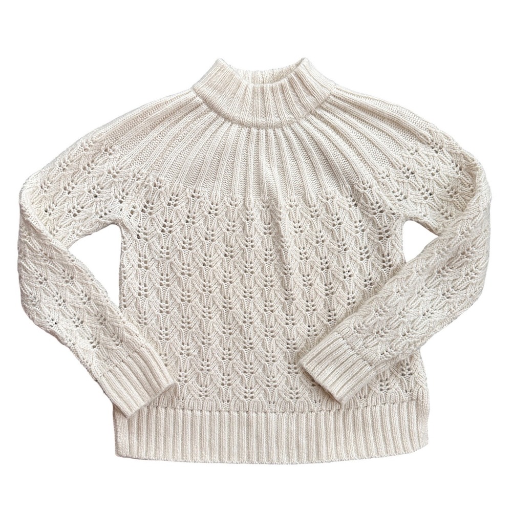 Madewell Pointelle Mock Neck Sweater Wmn Size S Ivory Merino‎ Alpaca Blend